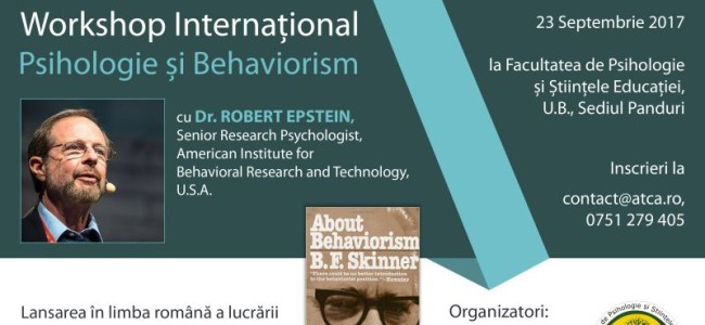 Eveniment unic in Romania: ATCA organizeaza primul Workshop International de Psihologie si Behaviorism cu Dr. Robert Epstein! Eveniment unic in Romania: ATCA organizeaza primul Workshop International de Psihologie si Behaviorism cu Dr. Robert Epstein!
